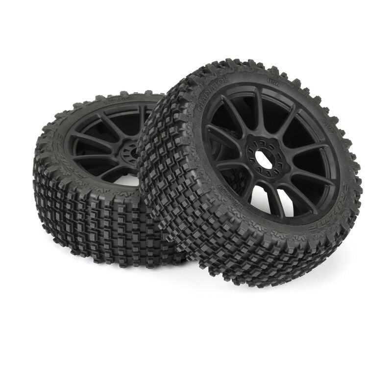 1/8 Gladiator M2 Fr/Rr Buggy Tires Mounted 17mm Black Mach 10 (2) - PRO907421