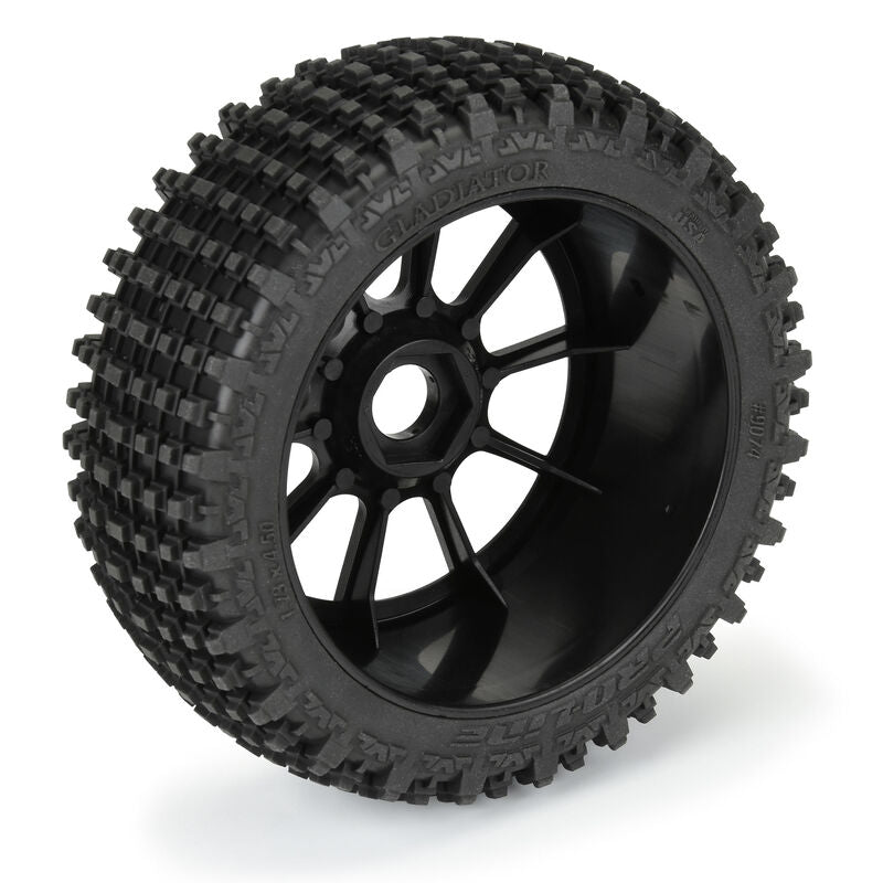 1/8 Gladiator M2 Fr/Rr Buggy Tires Mounted 17mm Black Mach 10 (2) - PRO907421