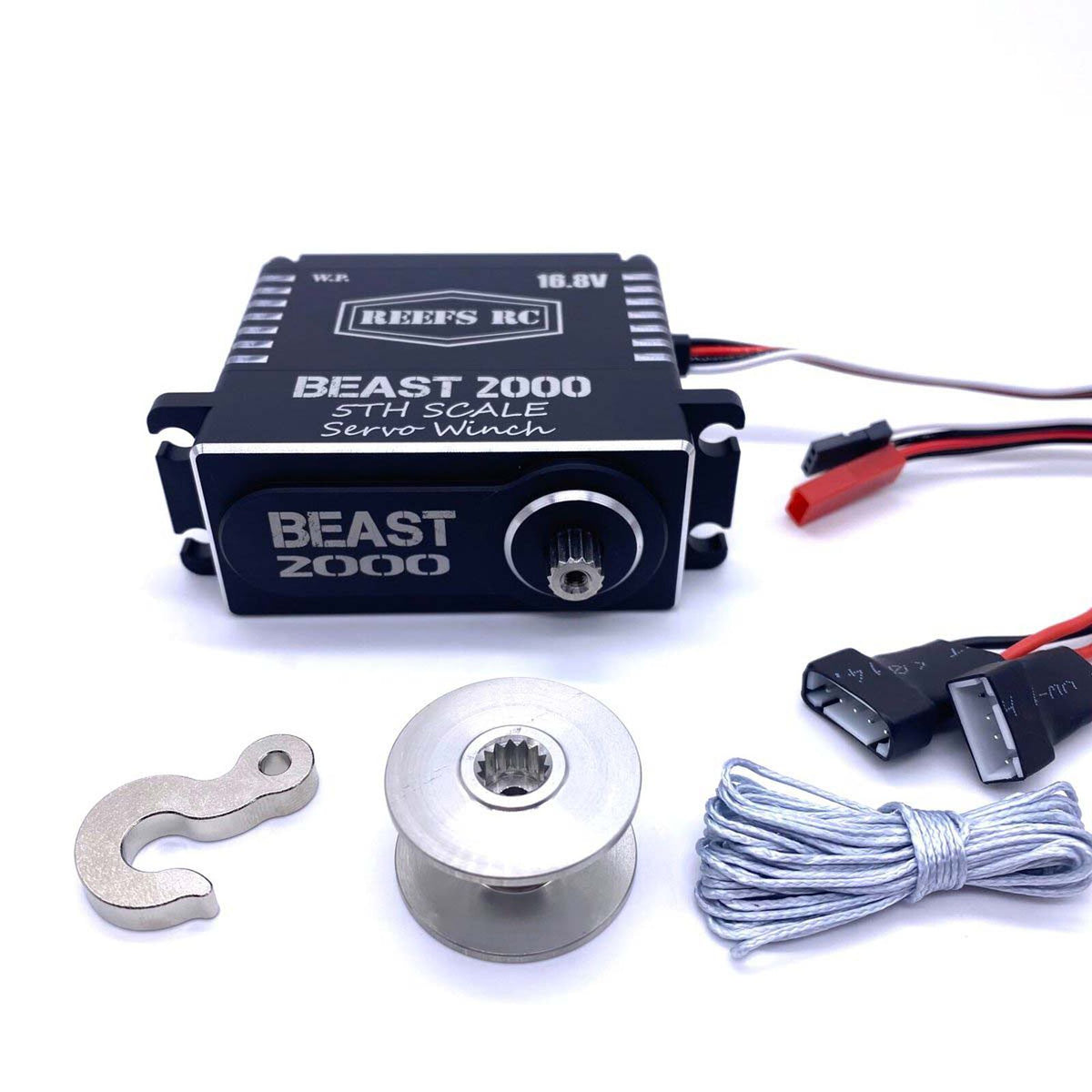 SEHREEFS117 RC Beast 2000 1/5 Scale Digital Metal Gear Waterproof Winch Servo, Black