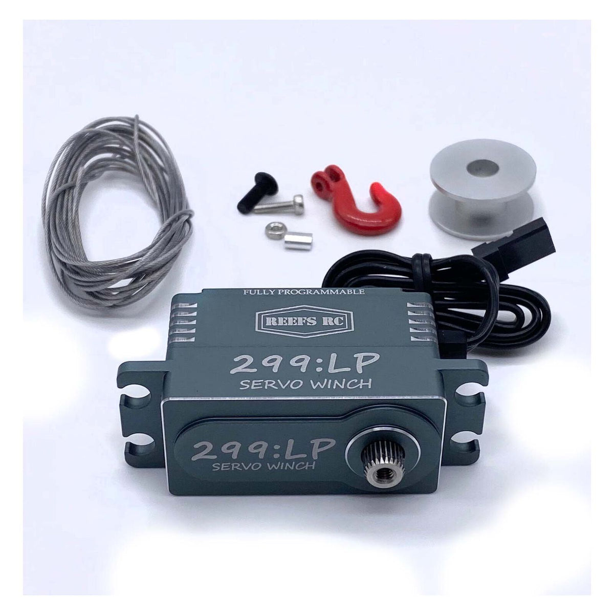 SEHREEFS59 RC 299:LP Low Profile Digital Metal Gear Waterproof Programmable Winch Servo, Black