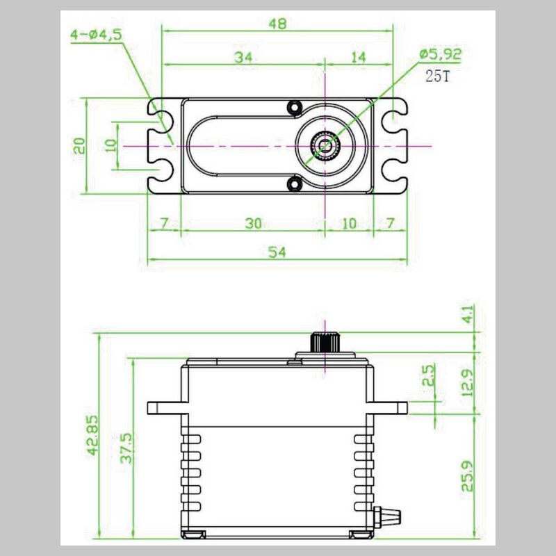 422HD V2 Digital Metal Gear Waterproof Programmable Servo, Black - SEHREEFS65