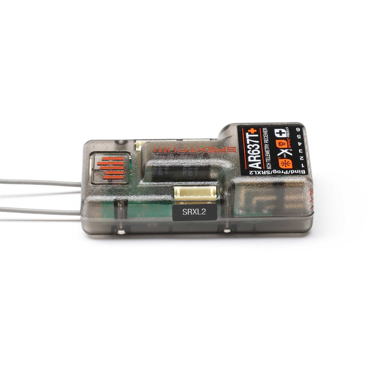 SPM-1032 AR637T+ DSMX 6-Channel AS3X+ & SAFE Telemetry Receiver 1/6 In Stock  Spektrum AR637T+ DSMX 6-Channel AS3X+ & SAFE Telemetry Receiver