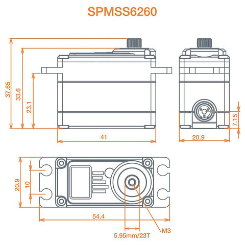 S6260 Standard Digital HV High Speed Metal Gear Surface Servo - SPMSS6260