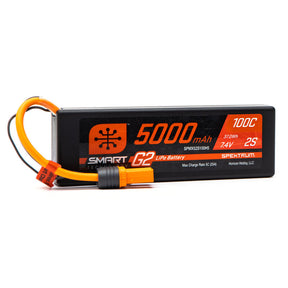 Spektrum 7.4V 5000mAh 2S 100C Smart G2 Hardcase LiPo Battery: IC5 - SPMX52S100H5