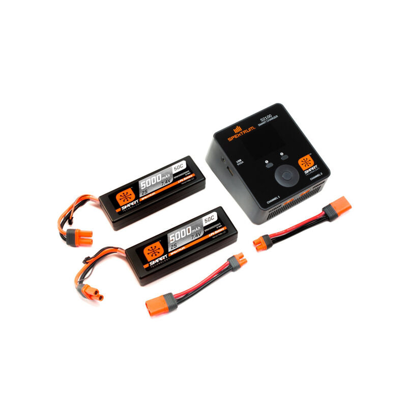 Smart Powerstage 4S Surface Bundle 5000mAh 2S LiPo Battery (2) S2100 Charger - SPMXPS4