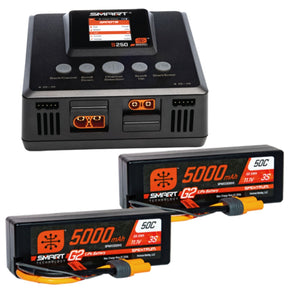Smart Powerstage 6S Surface Bundle: (2) G2 5000mAh 3S LiPo IC5 & S250 Charger - SPMXPSS600 - SPMXPSS600