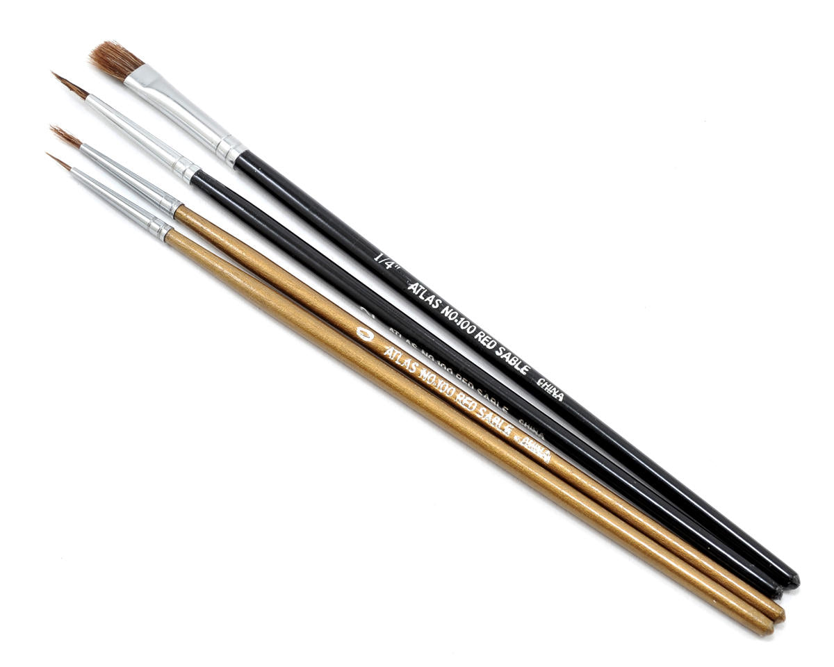 Atlas Brush Camel/Sable Round & Flat Brush Set (4) - ABS1004PS