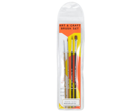 Atlas Brush Camel/Sable Round & Flat Brush Set (4) - ABS1004PS