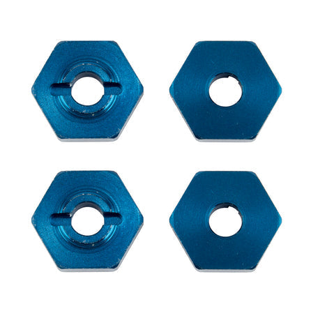 Team Associated - Factory Team 1:14 Wheel Hexes, Blue Aluminum, for Reflex - SC21562