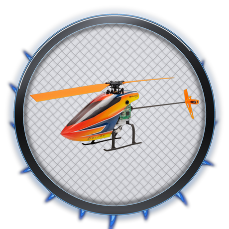 R/C Helicopter category bubble - carbon ring with blue flames