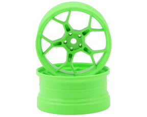DS Racing Feathery 5Y Drift Wheels (High Gloss 2K Flu Green) (2) (6mm Offset) w/12mm Hex - DSC-DF-5Y2-6FG-HG