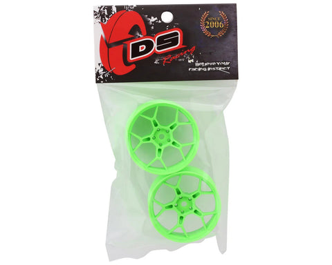 DS Racing Feathery 5Y Drift Wheels (High Gloss 2K Flu Green) (2) (6mm Offset) w/12mm Hex