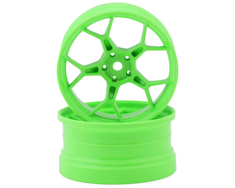 DS Racing Feathery 5Y Drift Wheels (High Gloss 2K Flu Green) (2) (6mm Offset) w/12mm Hex