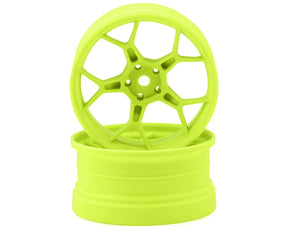 DS Racing Feathery 5Y Drift Wheels (Flu Lime 2K Flu Green) (2) (6mm Offset) w/12mm Hex - DSC-DF-5Y2-6FL-HG