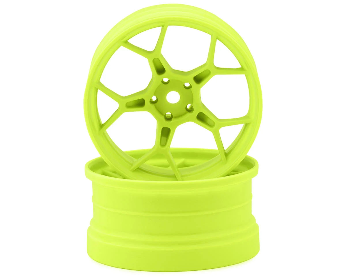 DS Racing Feathery 5Y Drift Wheels (Flu Lime 2K Flu Green) (2) (6mm Offset) w/12mm Hex