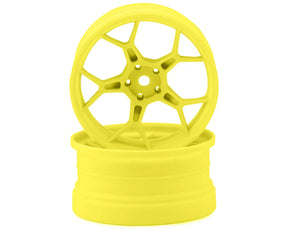 DS Racing Feathery 5Y Drift Wheels (Flu Yellow 2K Flu Green) (2) (6mm Offset) w/12mm Hex - DSC-DF-5Y2-6FY-HG