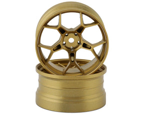 DS Racing Feathery 5Y Drift Wheels (Gold) (2) (8mm Offset) w/12mm Hex - DSC-DF-5Y2-8B-GD