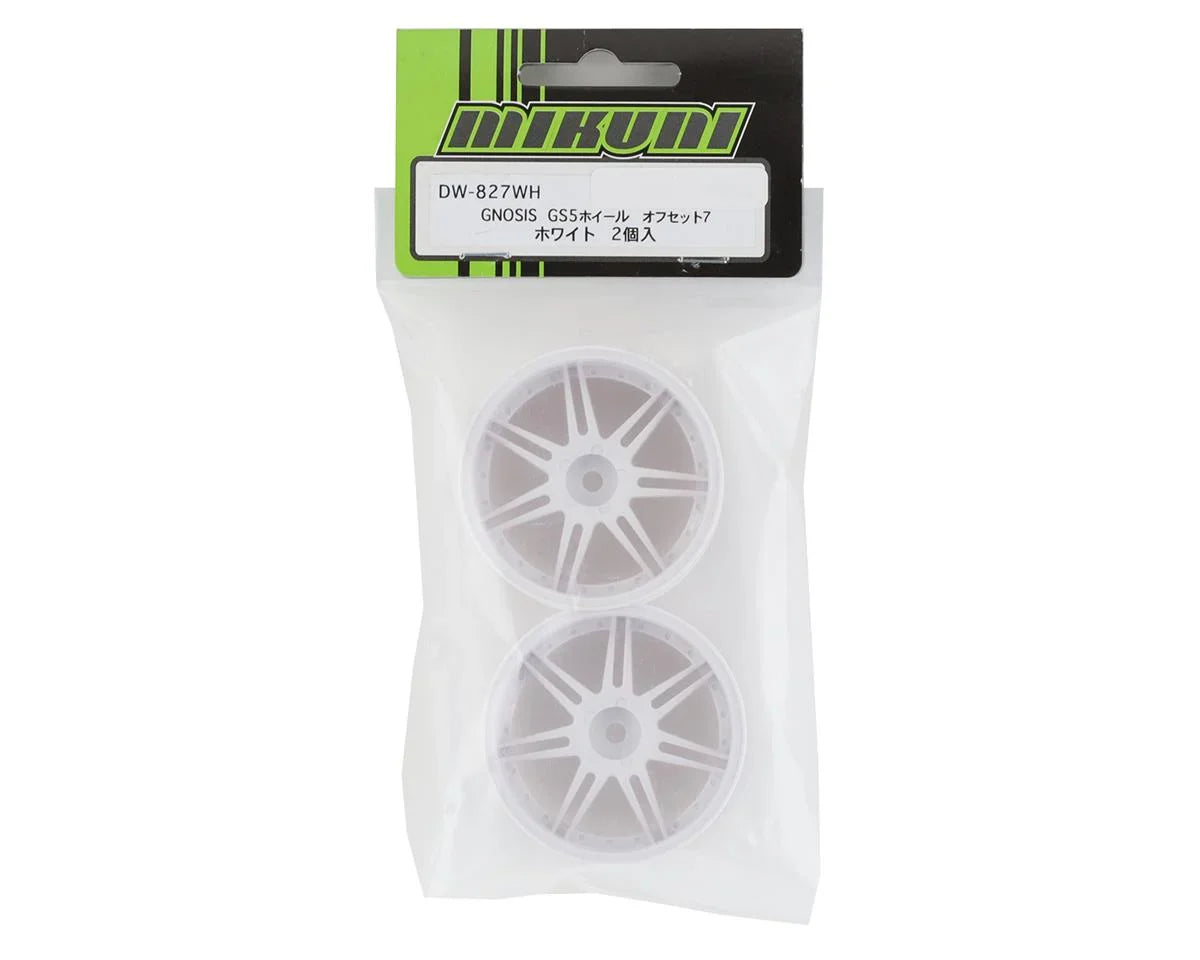 Mikuni Gnosis GS5 6-Split Spoke Drift Wheels (White) (2) (7mm Offset) w/12mm Hex - DW-827WH