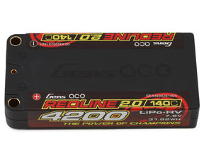 Gens Ace Redline 2.0 2S Shorty LiHV Battery 140C (7.6V/4200mAh) w/5mm Bullets - GEA42002S14D5