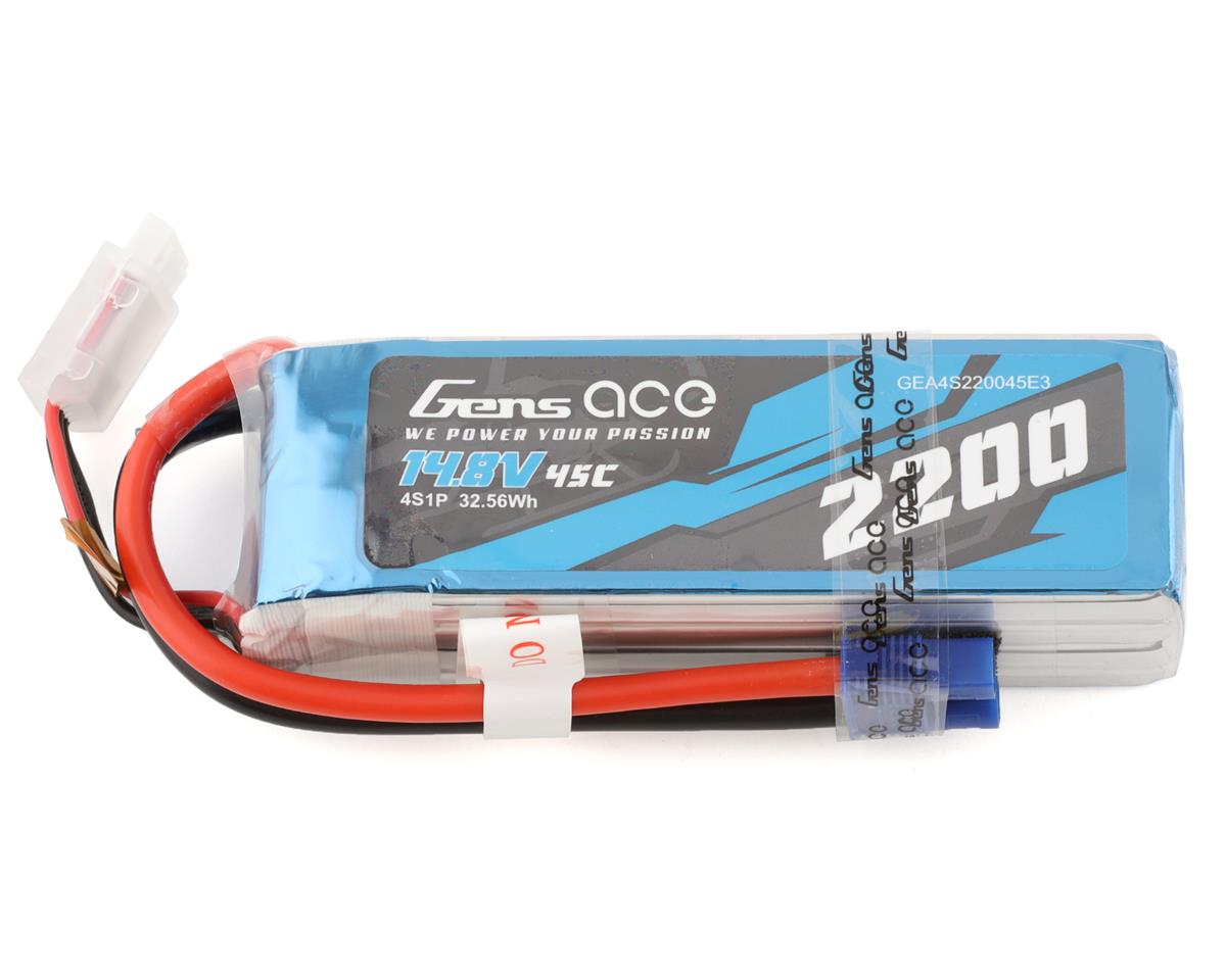 Gens Ace 4S LiPo Battery 45C (14.8V/2200mAh) w/EC3 Connector - GEA4S220045E3