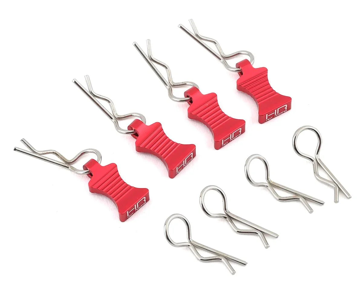 Hot Racing 1/10 Aluminum EZ Pulls w/Body Clips (Black) (4) - HRAAC03EZ01