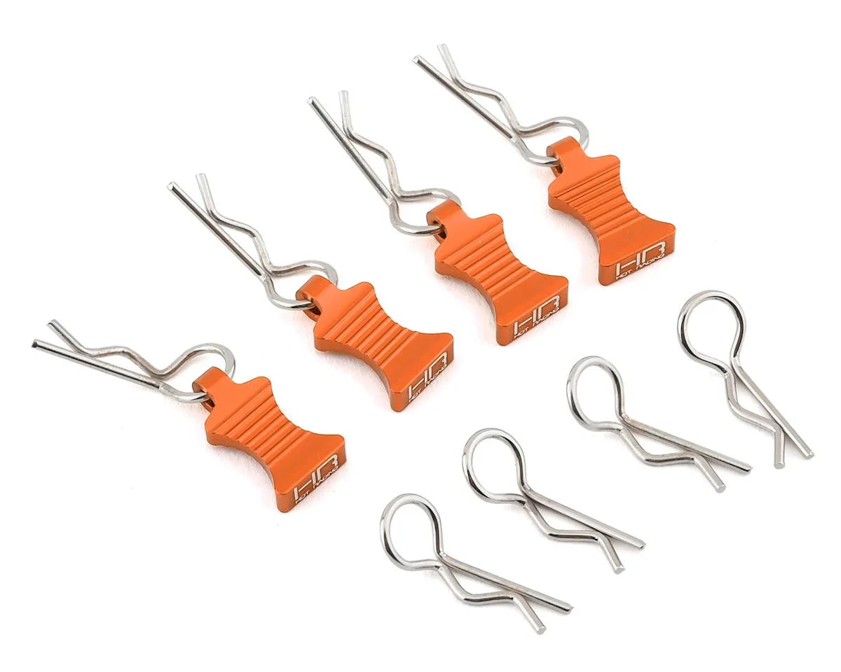Hot Racing 1/10 Aluminum EZ Pulls w/Body Clips (Black) (4) - HRAAC03EZ01