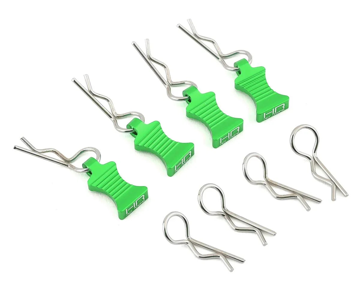 Hot Racing 1/10 Aluminum EZ Pulls w/Body Clips (Black) (4) - HRAAC03EZ01