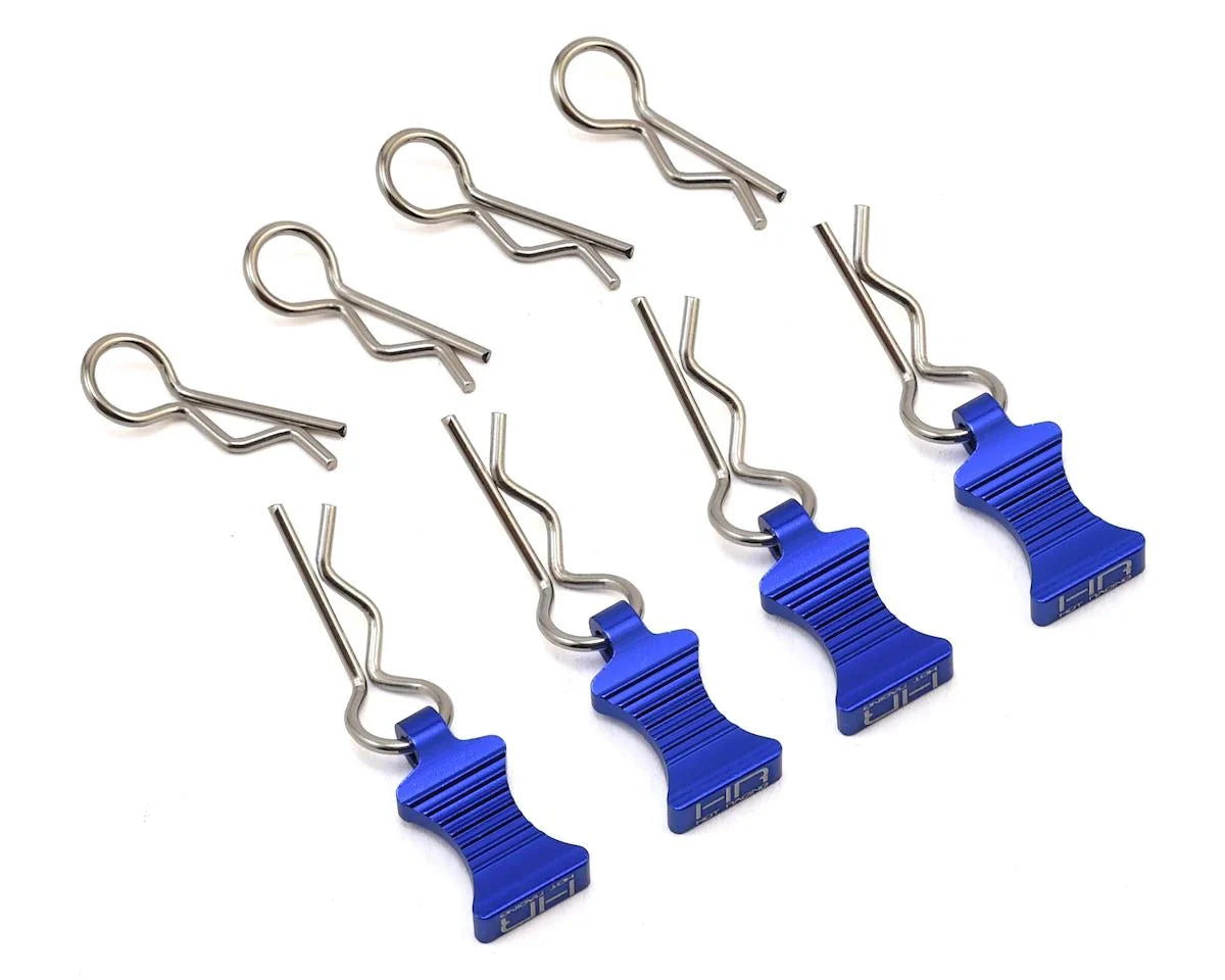Hot Racing 1/10 Aluminum EZ Pulls w/Body Clips (Black) (4) - HRAAC03EZ01