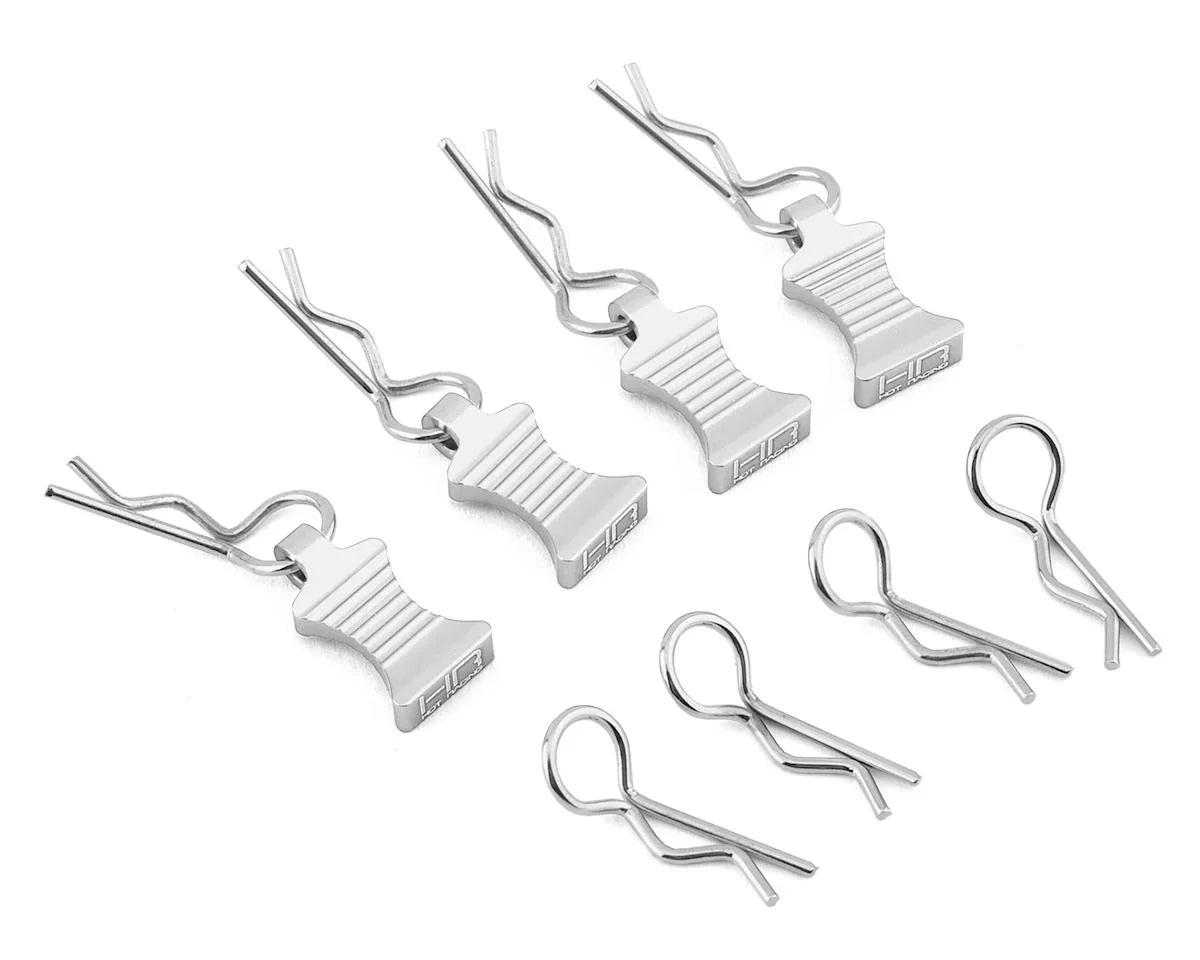 Hot Racing 1/10 Aluminum EZ Pulls w/Body Clips (Black) (4) - HRAAC03EZ01