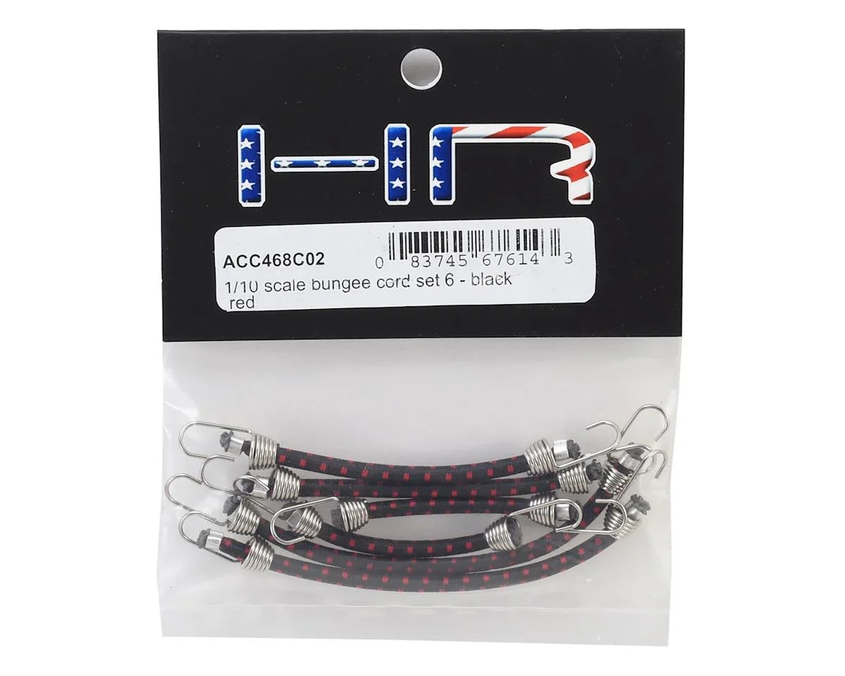 Hot Racing 1/10 Scale Bungee Cord Set (Black/Red) (6) - HRAACC468C02
