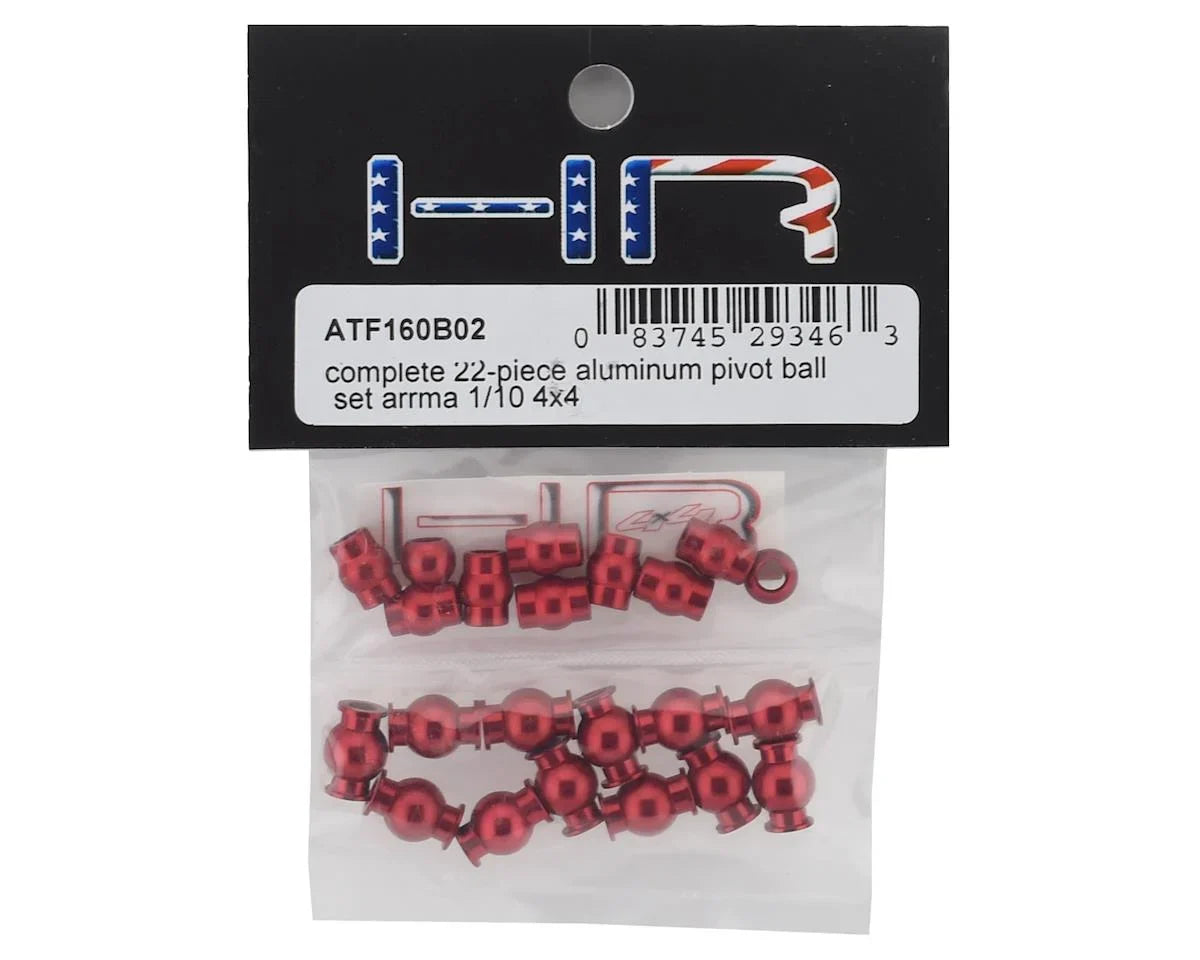 Hot Racing Arrma 4x4 Aluminum Pivot Ball Set (Red) - HRAATF160B02