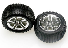 Traxxas Twin-Spoke 2.8" Chrome Wheels & Alias Tires (2) - 5572R