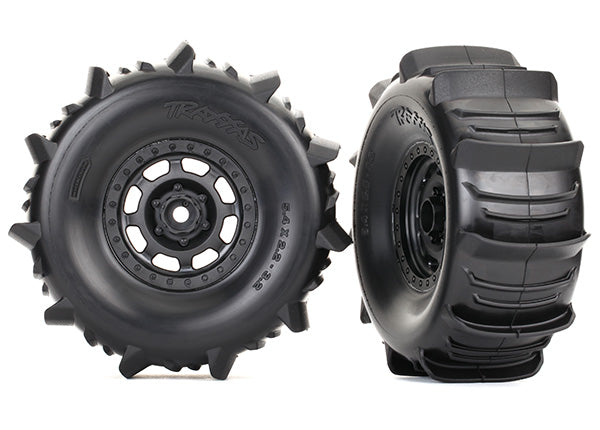 Traxxas Desert Racer Black Wheels w/ Paddle Tires (2)
