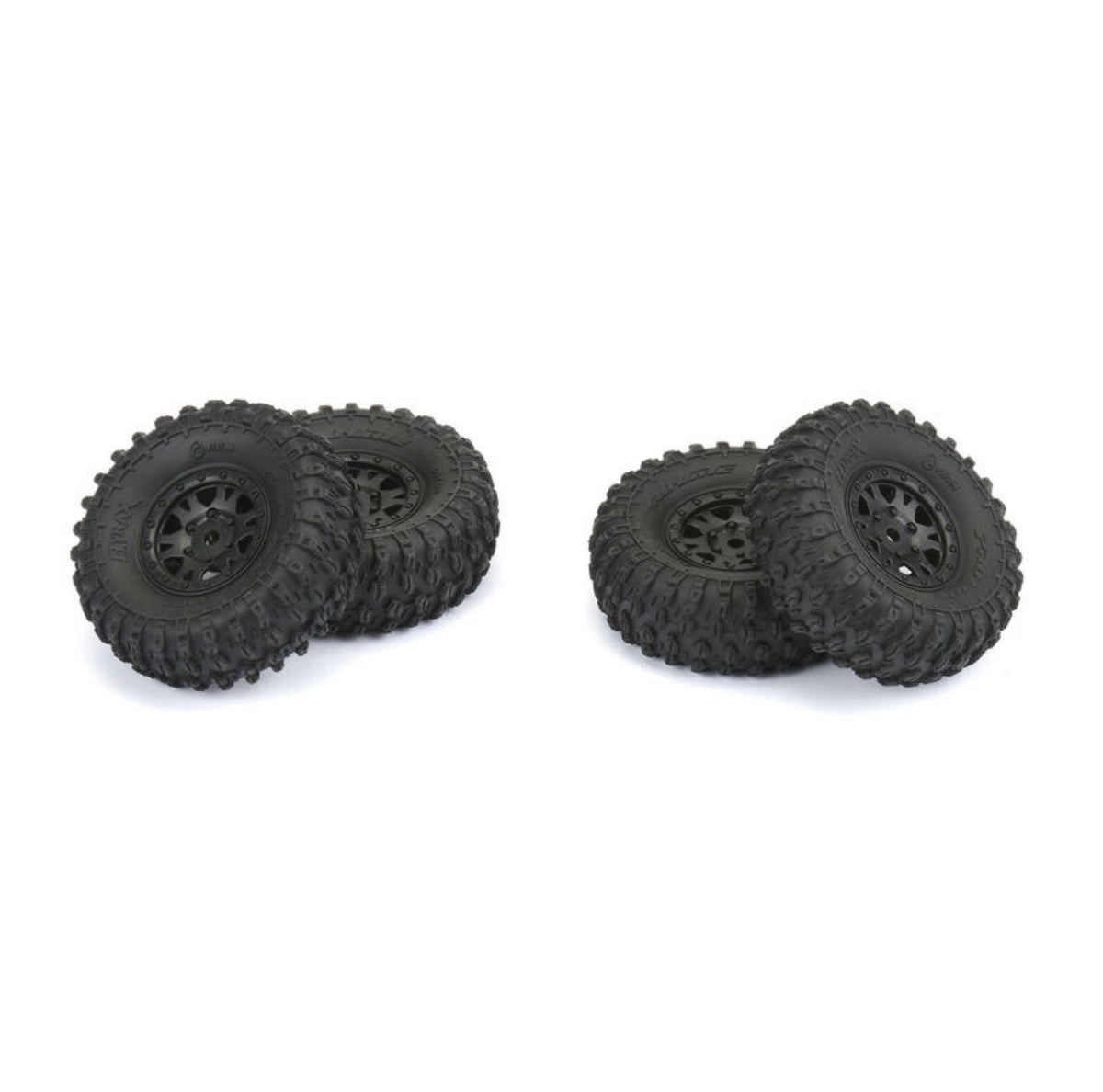 Hyrax 1.0” Tires Mounted on Impulse black internal bead-loc 7mm
