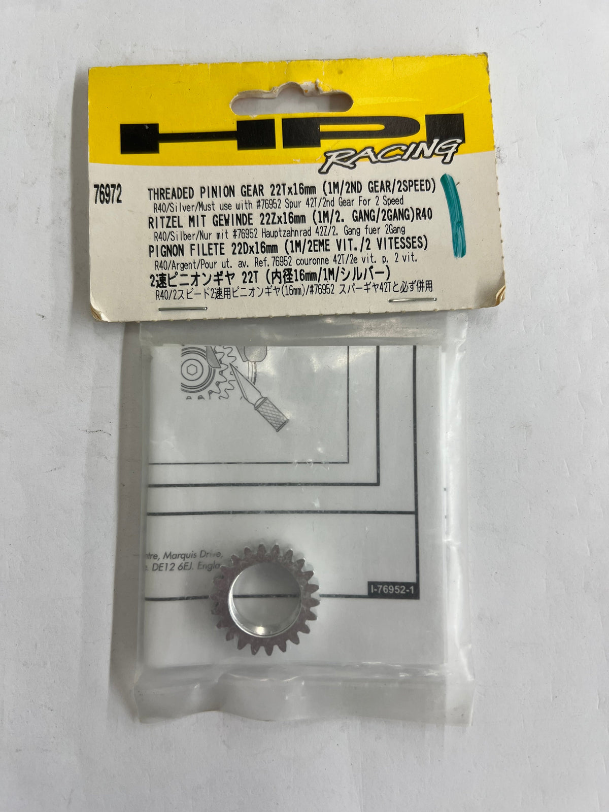 HPI THREADED PINION GEAR 22TX16MM)