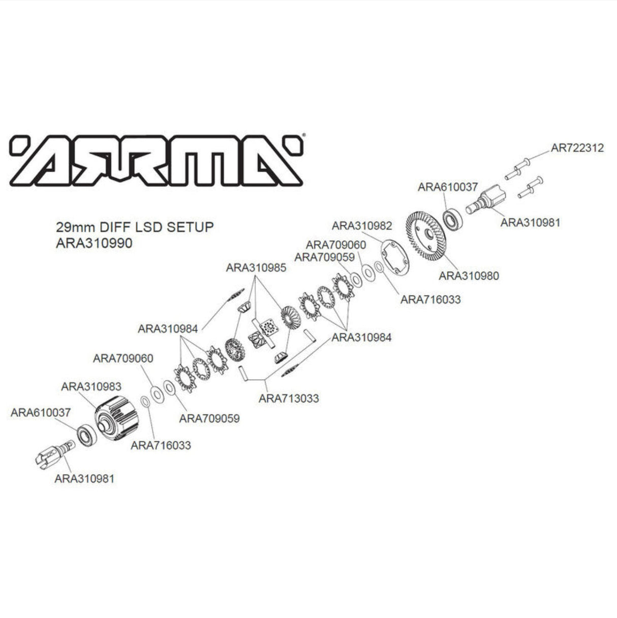 Active F/R Diff Set, GP4 5mm 10k