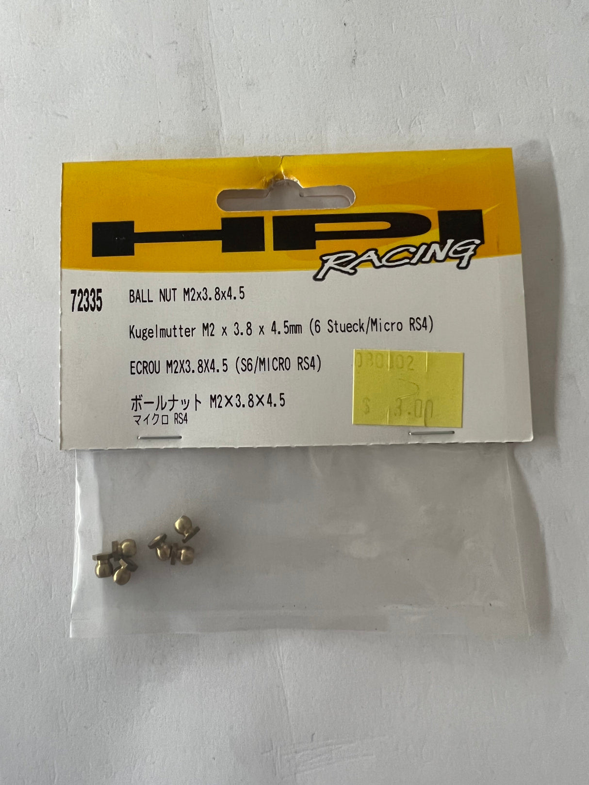 HPI 72335 BALL NUT M2X3.8X4.5MM