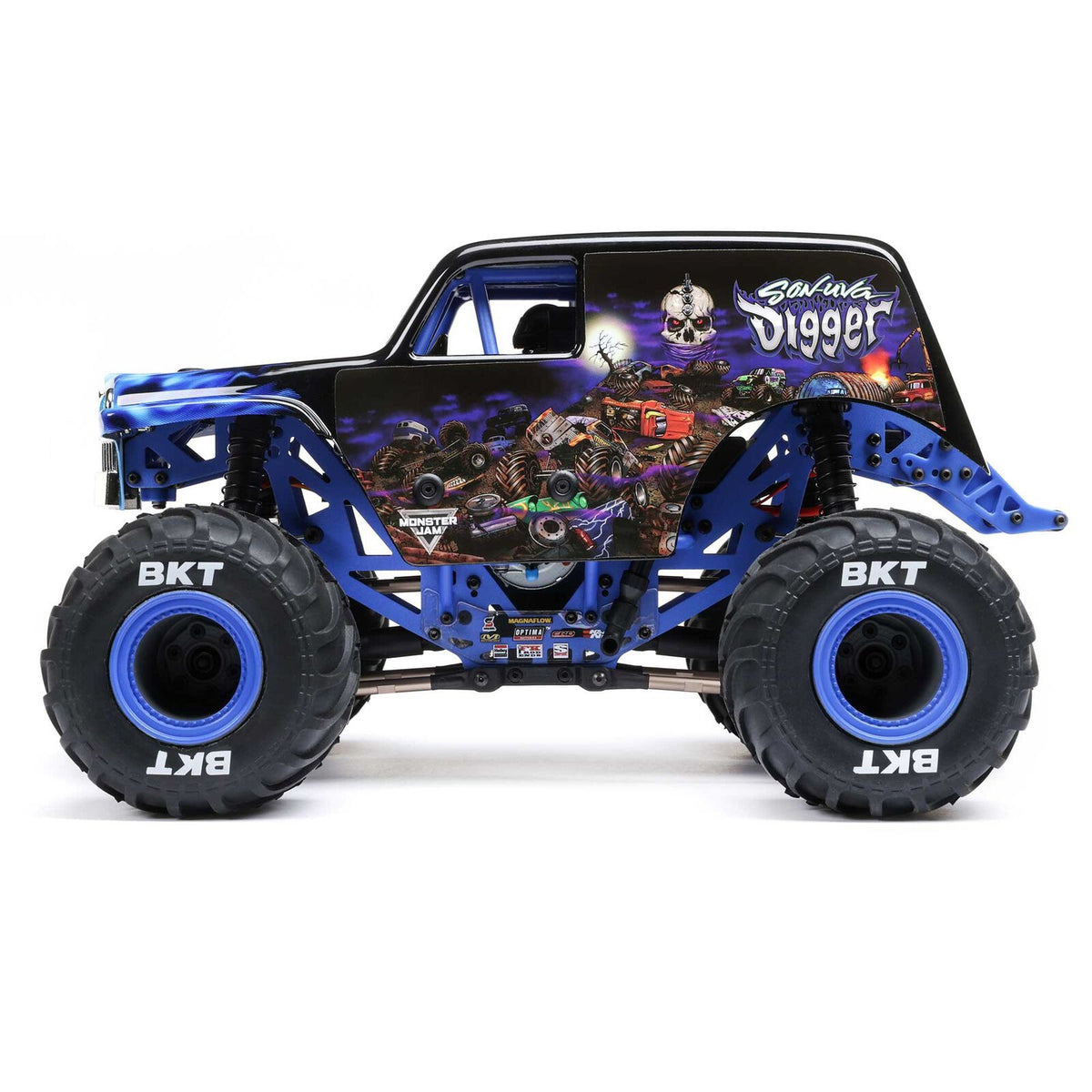 1/18 Mini LMT Son Uva Digger 2S 4X4 RTR Brushed Monster Truck (Battery & Charger Included), Blue