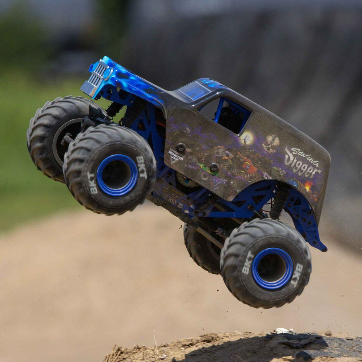 1/18 Mini LMT Son Uva Digger 2S 4X4 RTR Brushed Monster Truck (Battery & Charger Included), Blue