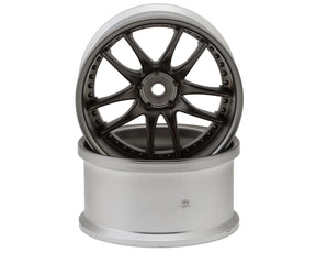 Traxxas - LAB Work Emotion CR3P 1/10 Drift Wheels (Matte Black/Chrome) (2) (6mm Offset) w/12mm Hex - LWH-LW-0606MBCA