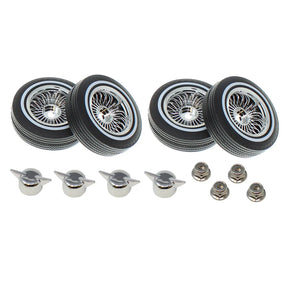 Whitewall Low Pro Tires and Wheels w/ Knock offs & Wheel nuts (Chrome)(Not Glued) (1Set) - RER13882 - RER13882