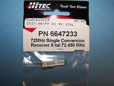 HITEC 72mHz SINGLE CONVERSION RECEIVER CRYSTAL (72.450 MHz) CH 33 #6647233