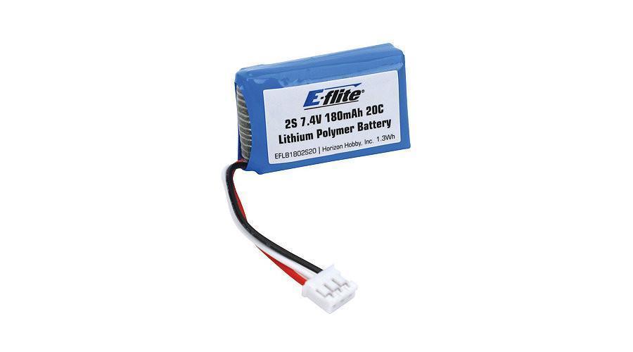 180mAh 2S 7.4V 20C Li-Po, 26AWG  by E-flite