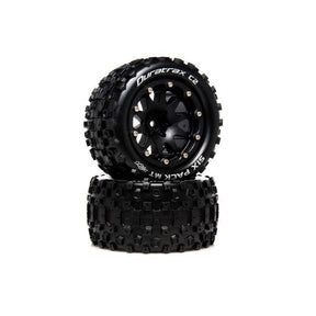 Six Pack MT Belted 2.8" 2WD Mounted Rear Tires, .5 Offset, Black (2)