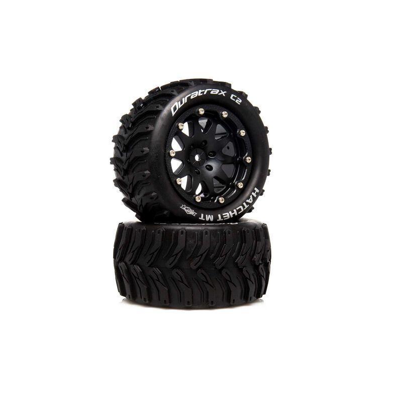 Hatchet MT Belted 2.8" 2WD Mounted Rear Tires, 0 Offset, Black (2)