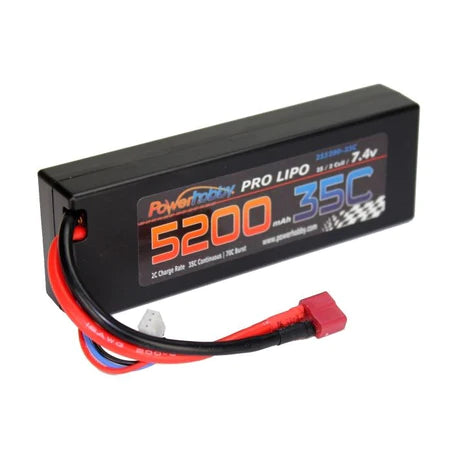 Power Hobby - 5200mAh 7.4V 2S 35C LiPo Hard Case Battery with Hardwire Deans Connector - PHB2S520035CDNS