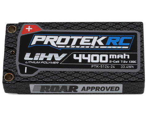 ProTek RC 2S 130C Low IR Si-Graphene + HV ULCG Shorty LiPo Battery (7.6V/4400mAh) w/5mm Connectors (ROAR Approved) - PTK-5124-24