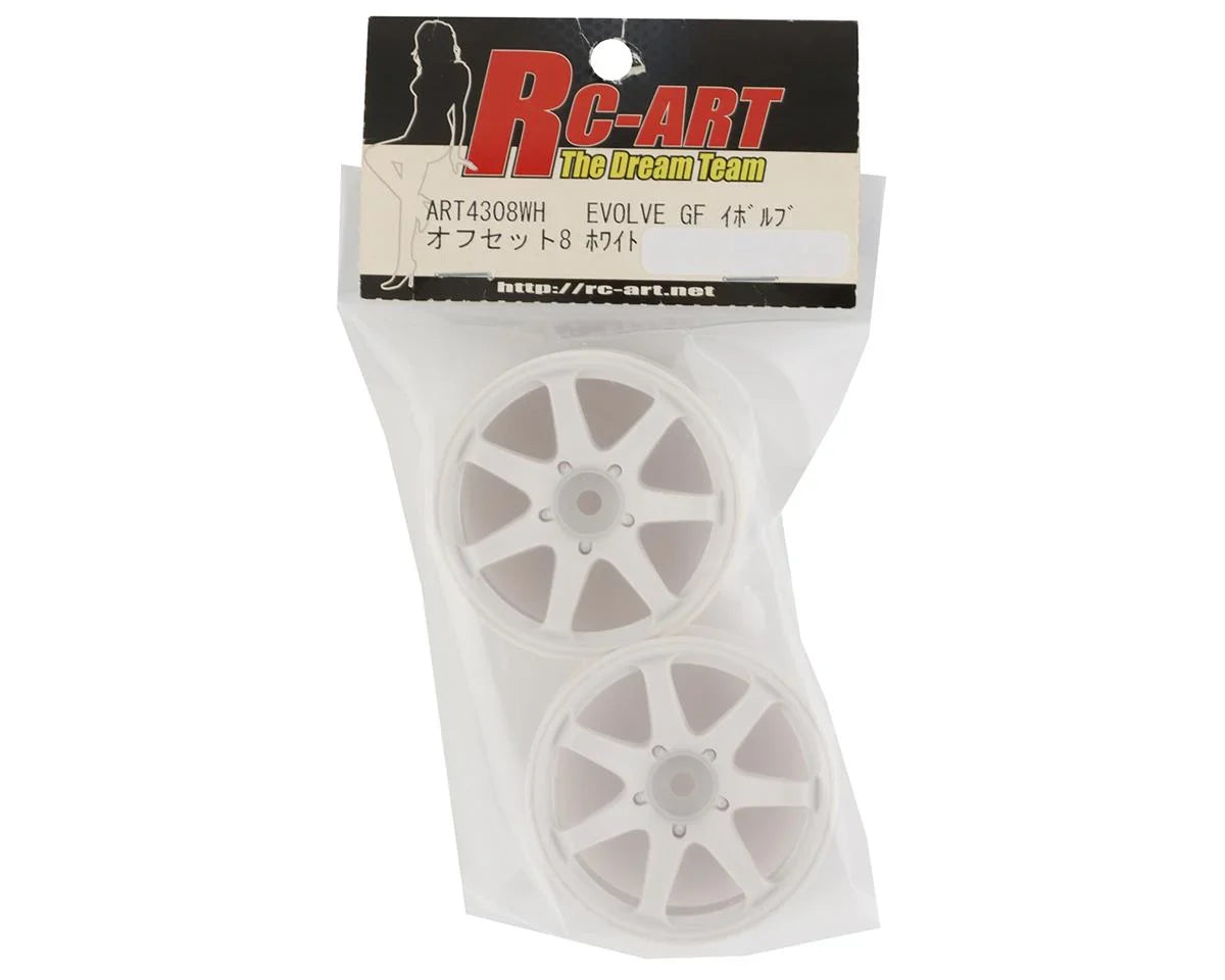 RC Art Evolve GF 6-Spoke Drift Wheels (White) (2) (8mm Offset) w/12mm Hex - RCA-ART-4308WH