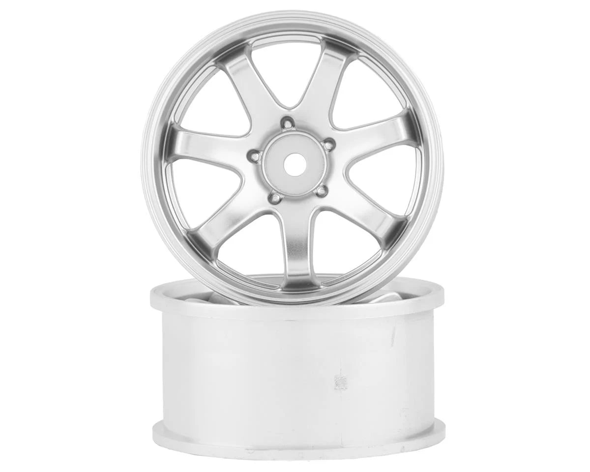 RC Art Evolve GF-R 6-Spoke Drift Wheels (Matte Silver) (2) (8mm Offset) w/12mm Hex - RCA-ART-4408MS