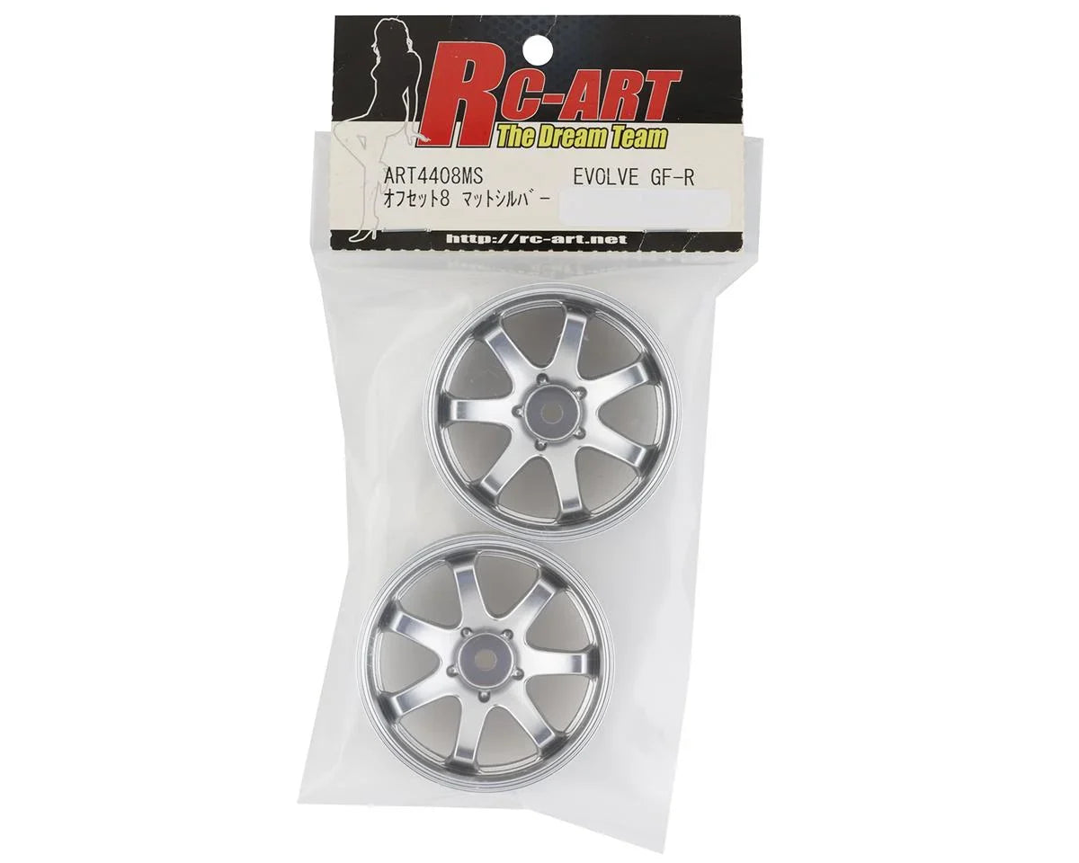 RC Art Evolve GF-R 6-Spoke Drift Wheels (Matte Silver) (2) (8mm Offset) w/12mm Hex - RCA-ART-4408MS